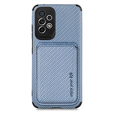 Custodia Silicone Ultra Sottile Morbida Cover con Magnetico S01D per Samsung Galaxy A33 5G Blu