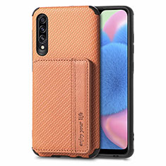 Custodia Silicone Ultra Sottile Morbida Cover con Magnetico S01D per Samsung Galaxy A50 Marrone