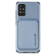 Custodia Silicone Ultra Sottile Morbida Cover con Magnetico S01D per Samsung Galaxy A51 5G Blu