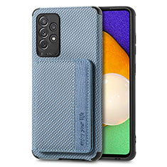 Custodia Silicone Ultra Sottile Morbida Cover con Magnetico S01D per Samsung Galaxy A72 4G Blu