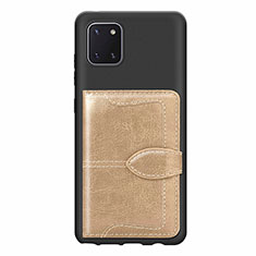 Custodia Silicone Ultra Sottile Morbida Cover con Magnetico S01D per Samsung Galaxy A81 Oro