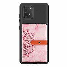 Custodia Silicone Ultra Sottile Morbida Cover con Magnetico S01D per Samsung Galaxy A91 Rosa