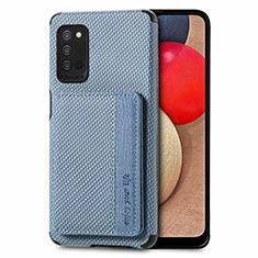 Custodia Silicone Ultra Sottile Morbida Cover con Magnetico S01D per Samsung Galaxy F02S SM-E025F Blu