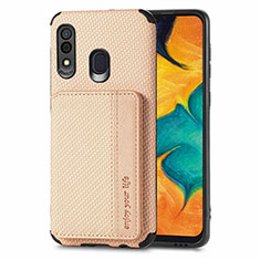 Custodia Silicone Ultra Sottile Morbida Cover con Magnetico S01D per Samsung Galaxy M10S Oro