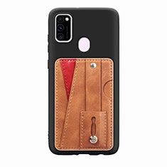 Custodia Silicone Ultra Sottile Morbida Cover con Magnetico S01D per Samsung Galaxy M30s Marrone