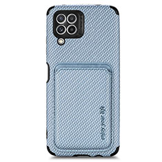 Custodia Silicone Ultra Sottile Morbida Cover con Magnetico S01D per Samsung Galaxy M32 4G Blu
