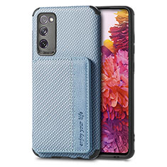 Custodia Silicone Ultra Sottile Morbida Cover con Magnetico S01D per Samsung Galaxy S20 FE 4G Blu