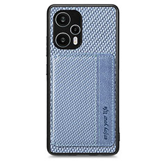 Custodia Silicone Ultra Sottile Morbida Cover con Magnetico S01D per Xiaomi Poco F5 5G Blu