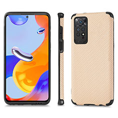 Custodia Silicone Ultra Sottile Morbida Cover con Magnetico S01D per Xiaomi Redmi Note 11 Pro 5G Oro