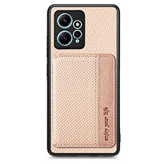 Custodia Silicone Ultra Sottile Morbida Cover con Magnetico S01D per Xiaomi Redmi Note 12 4G Oro