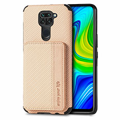 Custodia Silicone Ultra Sottile Morbida Cover con Magnetico S01D per Xiaomi Redmi Note 9 Oro