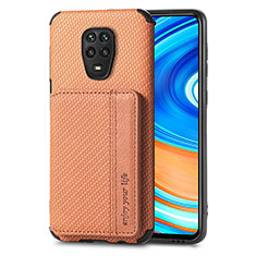 Custodia Silicone Ultra Sottile Morbida Cover con Magnetico S01D per Xiaomi Redmi Note 9 Pro Marrone