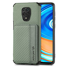 Custodia Silicone Ultra Sottile Morbida Cover con Magnetico S01D per Xiaomi Redmi Note 9 Pro Verde