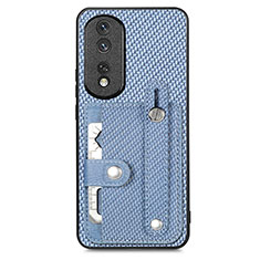 Custodia Silicone Ultra Sottile Morbida Cover con Magnetico S02D per Huawei Honor 80 Pro 5G Blu