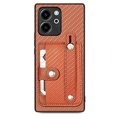 Custodia Silicone Ultra Sottile Morbida Cover con Magnetico S02D per Huawei Honor 80 SE 5G Marrone