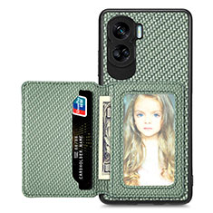 Custodia Silicone Ultra Sottile Morbida Cover con Magnetico S02D per Huawei Honor 90 Lite 5G Verde