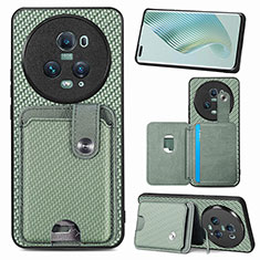 Custodia Silicone Ultra Sottile Morbida Cover con Magnetico S02D per Huawei Honor Magic5 Pro 5G Verde