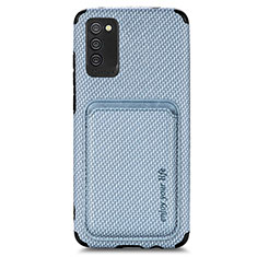 Custodia Silicone Ultra Sottile Morbida Cover con Magnetico S02D per Samsung Galaxy A03s Blu