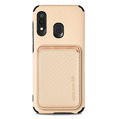 Custodia Silicone Ultra Sottile Morbida Cover con Magnetico S02D per Samsung Galaxy A30 Oro