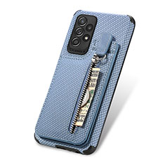 Custodia Silicone Ultra Sottile Morbida Cover con Magnetico S02D per Samsung Galaxy A52 5G Blu