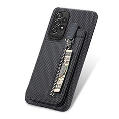 Custodia Silicone Ultra Sottile Morbida Cover con Magnetico S02D per Samsung Galaxy A52 5G Nero
