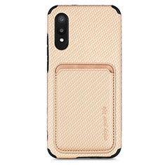 Custodia Silicone Ultra Sottile Morbida Cover con Magnetico S02D per Samsung Galaxy M02 Oro