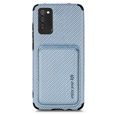 Custodia Silicone Ultra Sottile Morbida Cover con Magnetico S02D per Samsung Galaxy M02s Blu