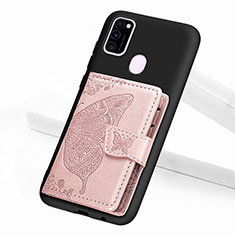 Custodia Silicone Ultra Sottile Morbida Cover con Magnetico S02D per Samsung Galaxy M21 Rosa