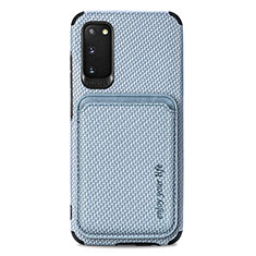 Custodia Silicone Ultra Sottile Morbida Cover con Magnetico S02D per Samsung Galaxy S20 Blu