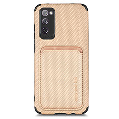 Custodia Silicone Ultra Sottile Morbida Cover con Magnetico S02D per Samsung Galaxy S20 Lite 5G Oro