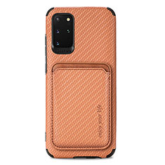 Custodia Silicone Ultra Sottile Morbida Cover con Magnetico S02D per Samsung Galaxy S20 Plus 5G Marrone