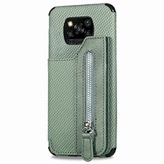 Custodia Silicone Ultra Sottile Morbida Cover con Magnetico S02D per Xiaomi Poco X3 Verde