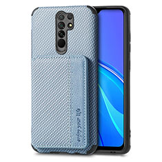 Custodia Silicone Ultra Sottile Morbida Cover con Magnetico S02D per Xiaomi Redmi 9 Prime India Blu