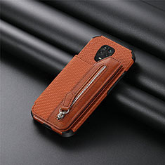 Custodia Silicone Ultra Sottile Morbida Cover con Magnetico S02D per Xiaomi Redmi Note 9 Pro Max Marrone