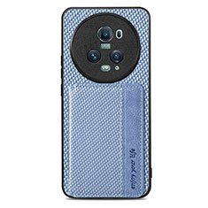 Custodia Silicone Ultra Sottile Morbida Cover con Magnetico S03D per Huawei Honor Magic5 Pro 5G Blu