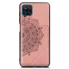 Custodia Silicone Ultra Sottile Morbida Cover con Magnetico S03D per Samsung Galaxy A12 Nacho Oro Rosa