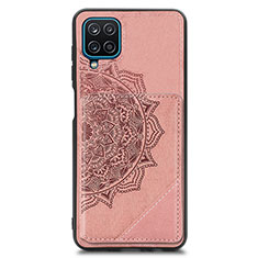 Custodia Silicone Ultra Sottile Morbida Cover con Magnetico S03D per Samsung Galaxy A12 Oro Rosa