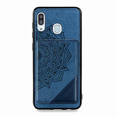 Custodia Silicone Ultra Sottile Morbida Cover con Magnetico S03D per Samsung Galaxy A20 Blu