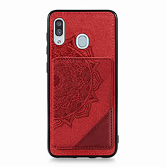 Custodia Silicone Ultra Sottile Morbida Cover con Magnetico S03D per Samsung Galaxy A20 Rosso