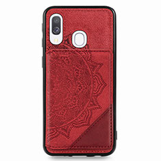 Custodia Silicone Ultra Sottile Morbida Cover con Magnetico S03D per Samsung Galaxy A40 Rosso