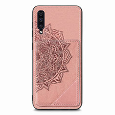 Custodia Silicone Ultra Sottile Morbida Cover con Magnetico S03D per Samsung Galaxy A50 Oro Rosa