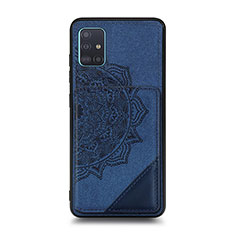 Custodia Silicone Ultra Sottile Morbida Cover con Magnetico S03D per Samsung Galaxy A71 5G Blu