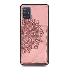 Custodia Silicone Ultra Sottile Morbida Cover con Magnetico S03D per Samsung Galaxy A71 5G Oro Rosa