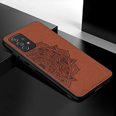 Custodia Silicone Ultra Sottile Morbida Cover con Magnetico S03D per Samsung Galaxy A72 5G Marrone
