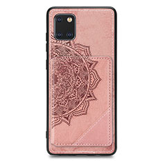 Custodia Silicone Ultra Sottile Morbida Cover con Magnetico S03D per Samsung Galaxy A81 Oro Rosa