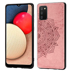 Custodia Silicone Ultra Sottile Morbida Cover con Magnetico S03D per Samsung Galaxy F02S SM-E025F Oro Rosa
