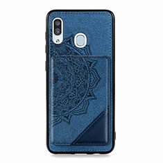 Custodia Silicone Ultra Sottile Morbida Cover con Magnetico S03D per Samsung Galaxy M10S Blu