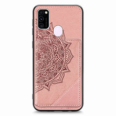Custodia Silicone Ultra Sottile Morbida Cover con Magnetico S03D per Samsung Galaxy M21 Oro Rosa