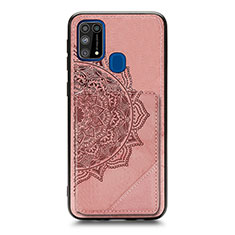 Custodia Silicone Ultra Sottile Morbida Cover con Magnetico S03D per Samsung Galaxy M21s Oro Rosa