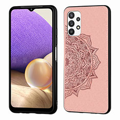 Custodia Silicone Ultra Sottile Morbida Cover con Magnetico S03D per Samsung Galaxy M32 5G Oro Rosa